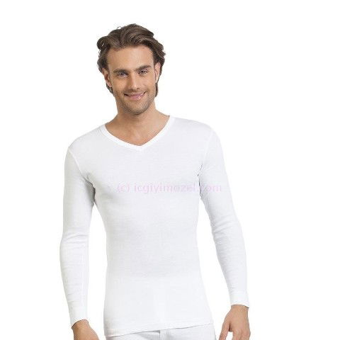 Pamuklu Ribana Uzun Kol V Yaka Atlet Öztaş 1006