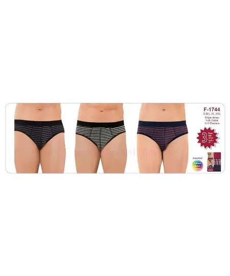 Öztaş Çizgili Pamuklu Slip 3'lü Paket Öztaş 1744 - Görsel 4