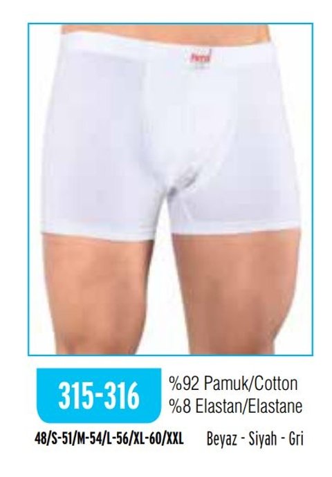Pamuklu Likralı Beyaz Boxer HMD 315 - 2