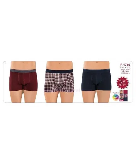 Pamuklu Elastan Boxer Üçlü Paket Öztaş 1740 - Renkli