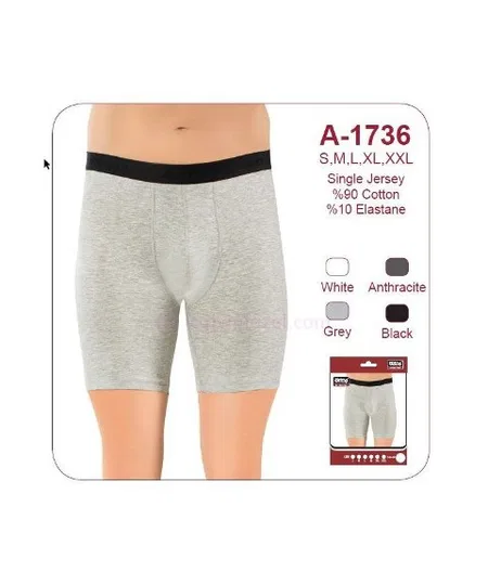 Pamuklu Elastan Uzun Boxer Öztaş 1736 - Gri