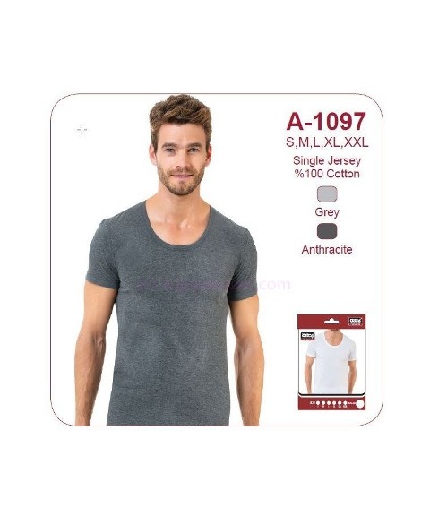 Pamuklu Melanj Açık Yaka Bisiklet Atlet Öztaş 1097 - Gri