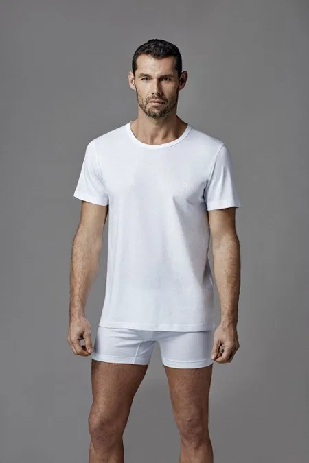 Pamuklu O Yaka Kısa Kol T-Shirt 2 Li Set Dagi 1160 - Beyaz