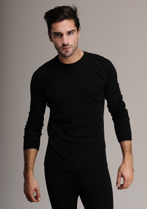 Termal Fırçalı İç Yüzey Uzun Kollu Fanila Has Yün 12 - Siyah