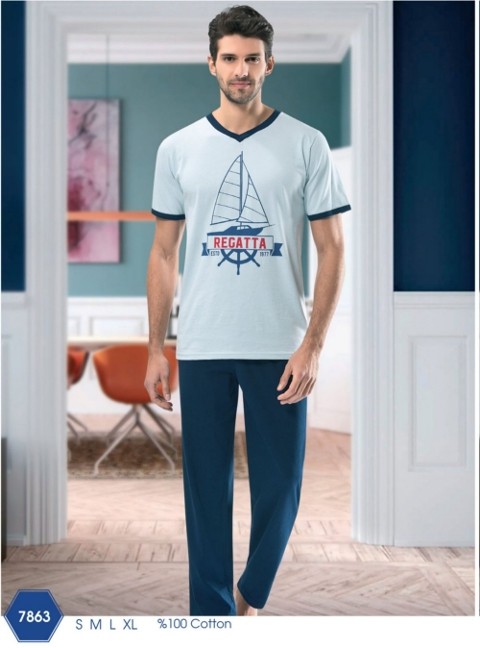 NBB Pamuklu V Yaka Uzun Pijama Takımı NBB 7863