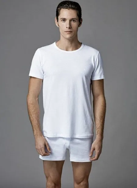 Pamuklu Kısa Kol T-Shirt 2li Set Eros 032 - Beyaz