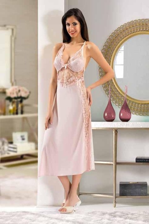 XSES Fantazi Dantel Detaylı Gecelik Sabahlık Takım XSES 1019 - Görsel 7