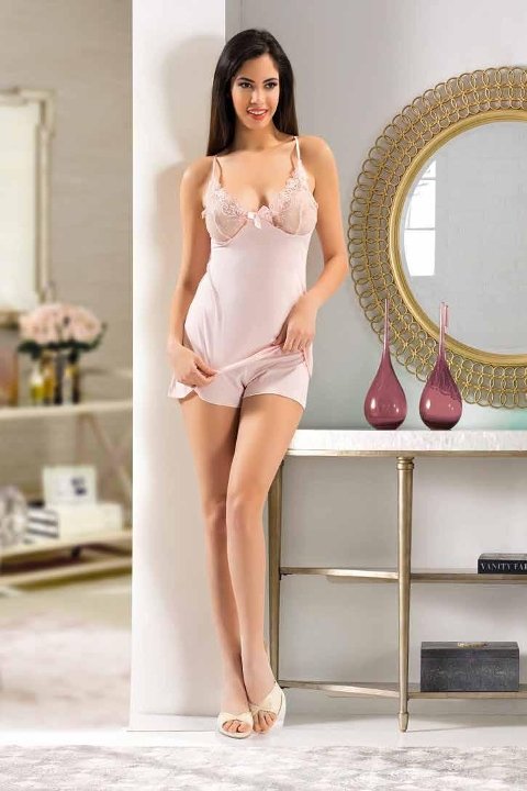 XSES Fantazi Dantel Detaylı Gecelik Sabahlık Takım XSES 1019 - Görsel 9