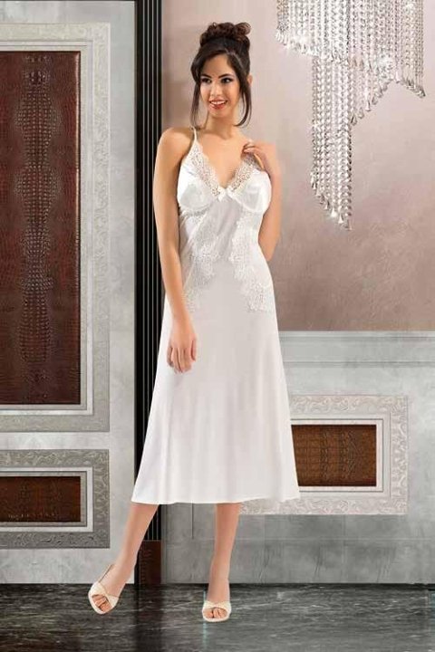 Nefes Alabilir Siyah-Gri Fantazi Gecelik Sabahlık Takım XSES 3001 - Ekru