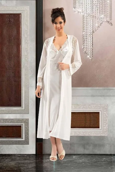 Nefes Alabilir Siyah-Gri Fantazi Gecelik Sabahlık Takım XSES 3001