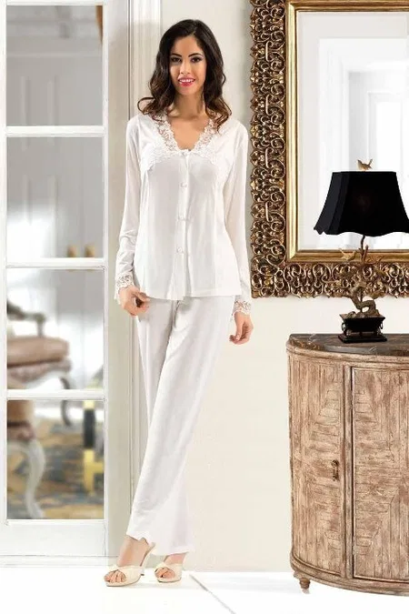 Şık Siyah-Gri Fantazi Gecelik Sabahlık Takım XSES 3007 - 2