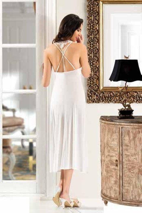 Şık Siyah-Gri Fantazi Gecelik Sabahlık Takım XSES 3007 - Ekru