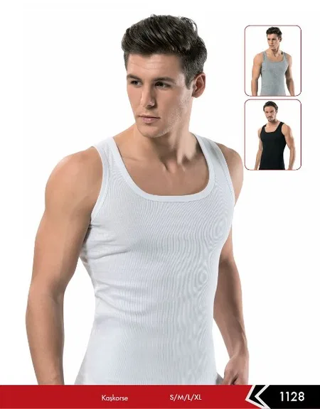 Fitilli Pamuklu Erkek Atlet Erdem 1128 - Beyaz