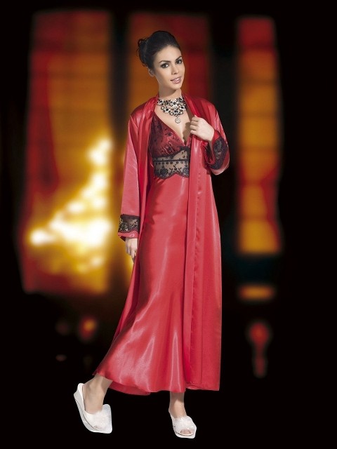 For Dreams Saten Dantel Biye Askılı Gecelik Takımı For Dreams 5001 - Görsel 4