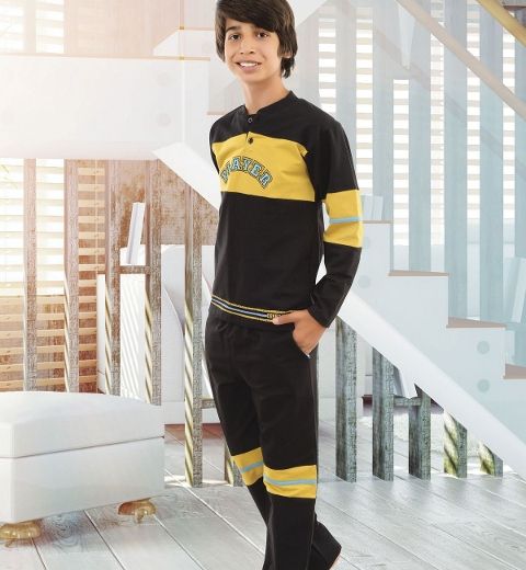 HMD Pamuklu Elastan Kapri Kesim Çocuk Pijama Takımı HMD 5064