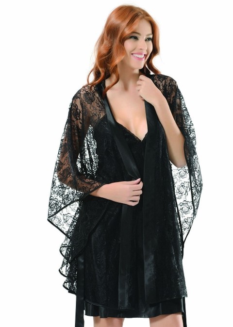 Saten Uzun Kuşaklı Sabahlık NBB 3243