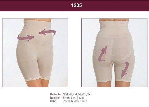 Göbek Sıkılaştırıcı Paçalı Korse Polyamide Elastan Miss Fit 1205 - Ten