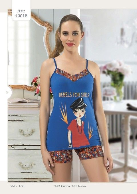 HMD Baskılı Yumuşak Pijama Takımı HMD 40018