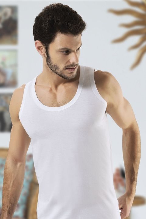 Pamuklu Askılı Erkek Atlet HMD 600 - Beyaz