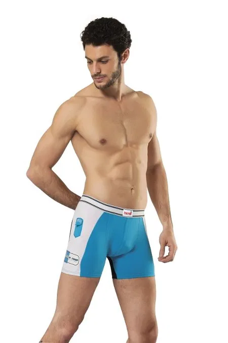 Pamuklu Esnek Bel Lastiği Erkek Boxer HMD 307 - Mavi