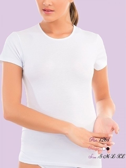 Kısa Kol Yuvarlak Yaka Esnek Modal Body İMER 1264 - Beyaz