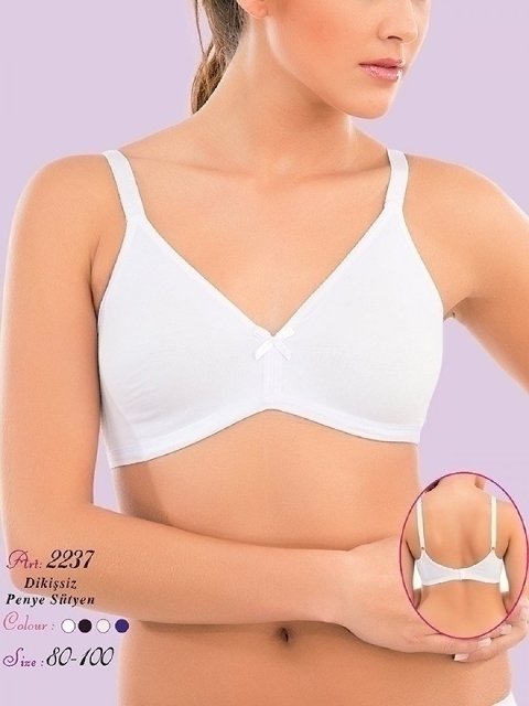 Dantel Detaylı Dikişsiz Penye Sütyen İMER 2237 - Beyaz