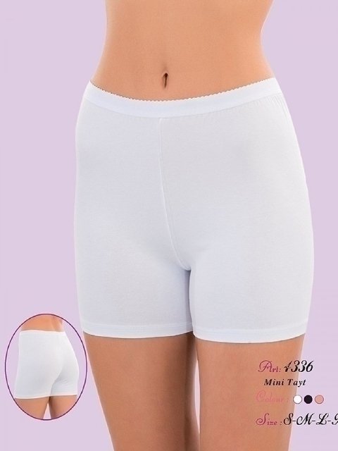 Yüksek Bel Pamuk Modal Likralı Kısa Tayt İMER 4336 - Beyaz