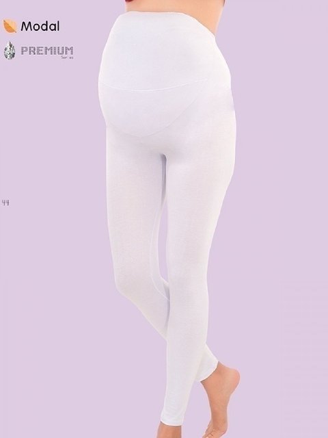 Geniş Karın Paneli Dikişsiz Hamile Tayt İMER 4341 - Beyaz