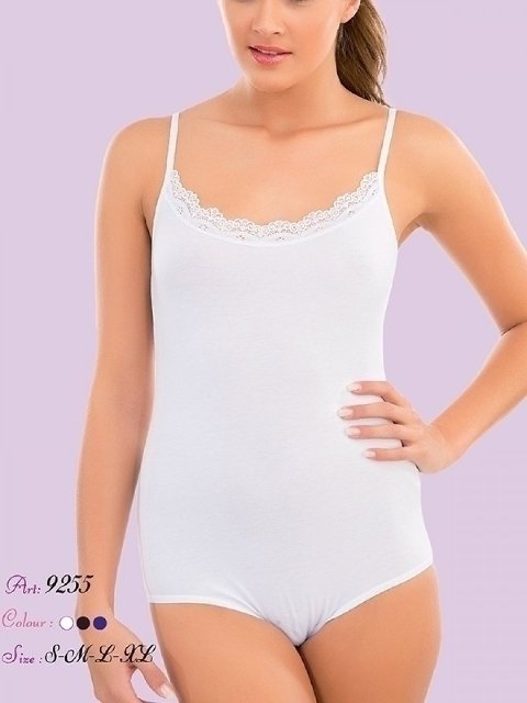 İnce Askılı Likralı Modal Badi İMER 9255 - Beyaz