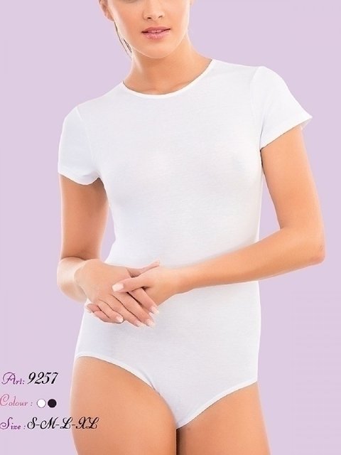 Yuvarlak Yaka Kısa Kol Modal Body İMER 9257 - Beyaz
