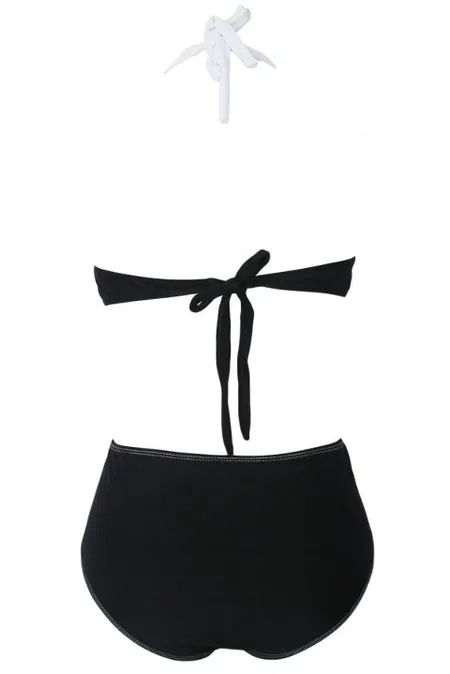 Kaplı Siyah Beyaz Şık Tasarımlı Bikini - Çok Renkli