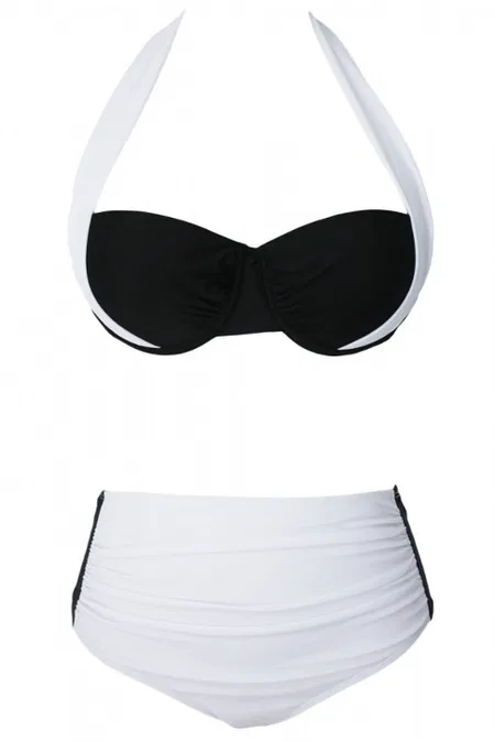 Angelsin Kaplı Siyah Beyaz Şık Tasarımlı Bikini - Görsel 4