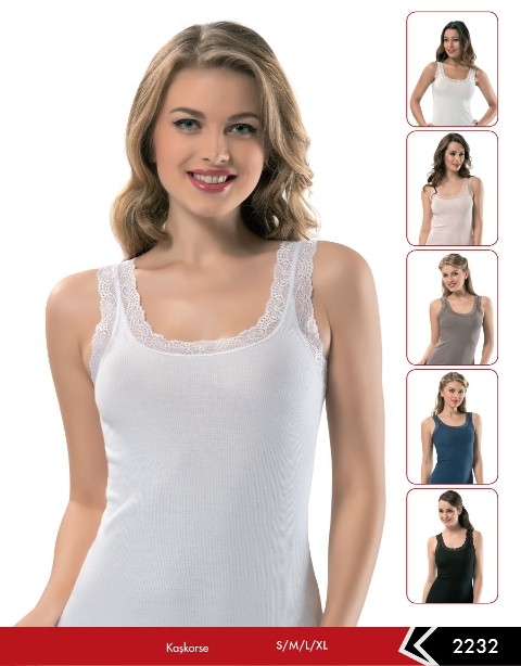 Pamuklu Geniş Askılı Atlet Kadın Erdem 2232 - Beyaz