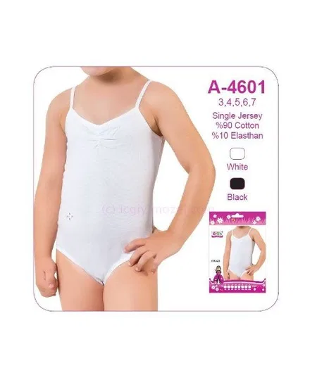 Pamuklu Geniş Askılı Body Kız Çocuk Öztaş 4601 - Beyaz