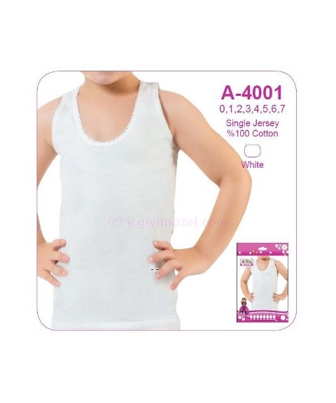 Pamuklu Geniş Askılı Kız Çocuk Atlet Öztaş 4001 - 2