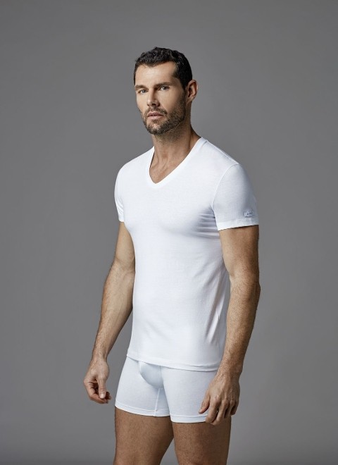 Pamuklu Ribana O Yaka Kısa Kol Atlet Dagi 5120 - Beyaz