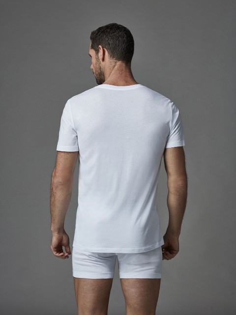 Pamuklu Ribana O Yaka Kısa Kol Atlet Dagi 5120 - Beyaz