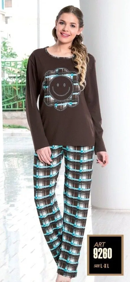 Lady Penye ve likra karışımlı taytlı pijama takımı Lady 9260