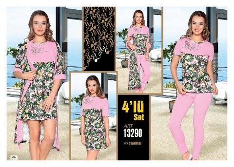 Uzun Kuşaklı Pamuklu Sabahlık Lady 13290 - Görsel