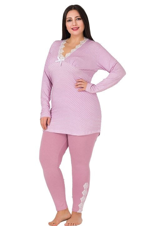 Lady Puanlı Uzun Kollu Penye Pijama Takımı Lady 173