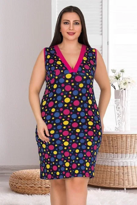 Lady Penye Kumaşlı Sıfır Kol Büyük Beden Gecelik Lady 6751