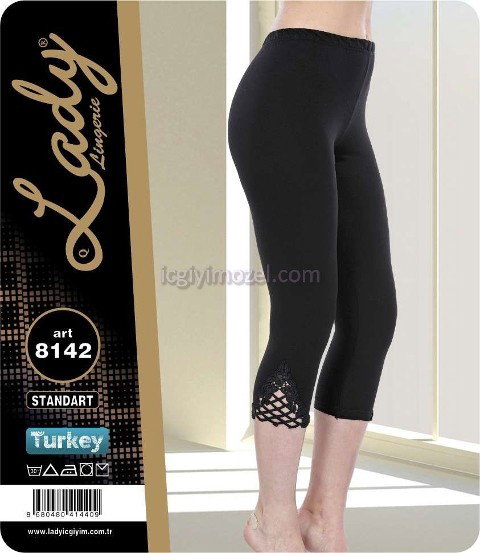 Yüksek Bel Güpür Detaylı Kapri Tayt Lady 8142 - 2
