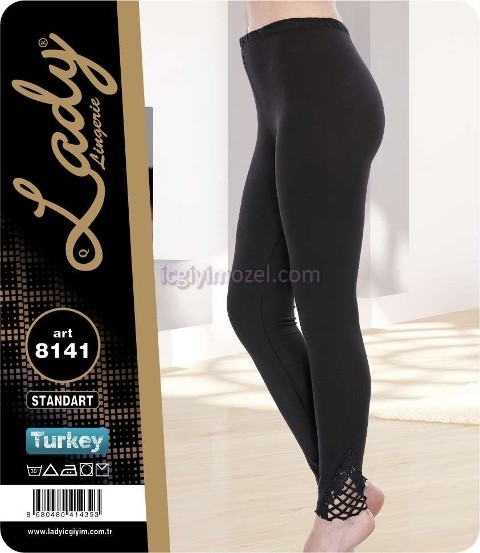 Yüksek Bel Güpür Detaylı Pamuklu Tayt Lady 8141 - Görsel