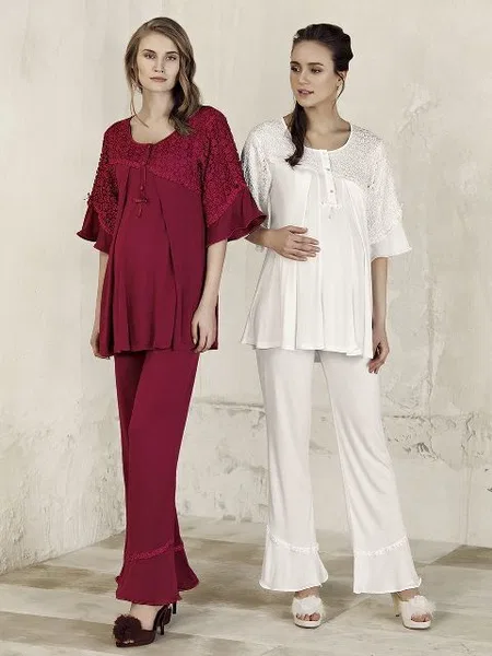 Lohusa Pijama Takım Artış 3301 - Bordo