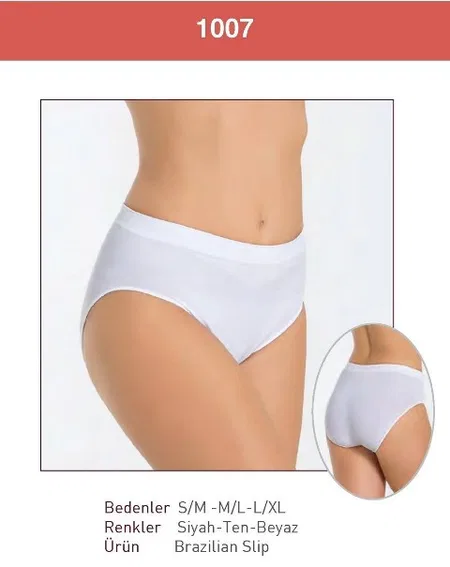 Pamuklu Yüksek Bel Slip Külot Miss Fit 1007 - Beyaz