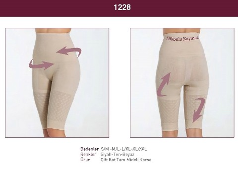 Çift Kat Yüksek Bel Korse Miss Fit 1228 - Ten