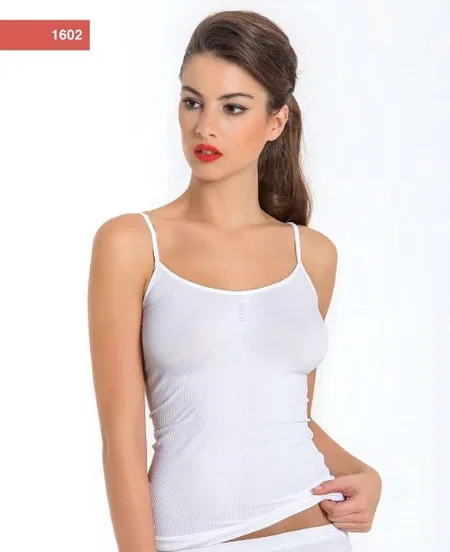 Dikişsiz İnce Askılı Korsajlı Atlet Siyah Miss Fit 1602 - Beyaz