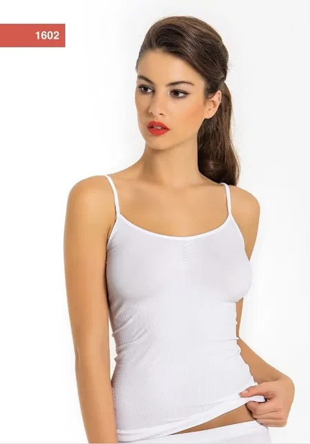 Dikişsiz İnce Askılı Korsajlı Atlet Siyah Miss Fit 1602 - Beyaz