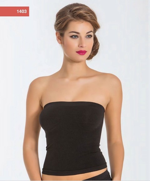 Dikişsiz Silikonlu Uzun Straplez Atlet Miss Fit 1403 - Siyah