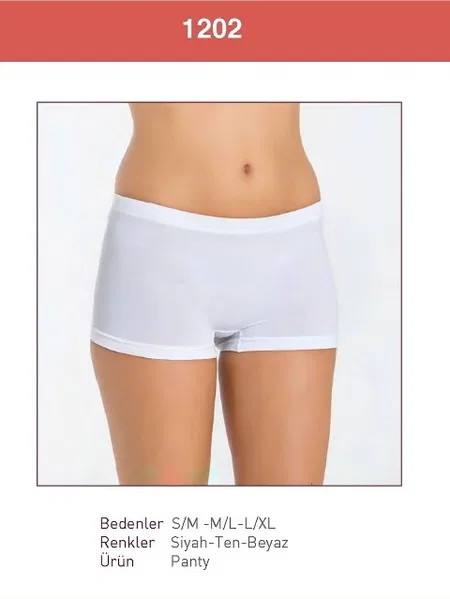 Yüksek Bel Uzun Paça Kadın Boxer Külot Miss Fit 1202 - Beyaz